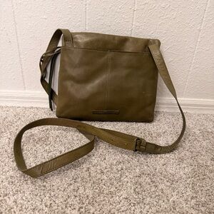 Lucky Brand Olive Green Leather Fringe Crossbody